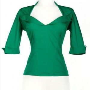 Pinup Couture Doris Green Top, LARGE